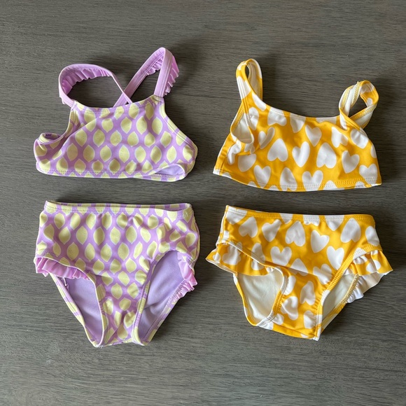 Cat & Jack Other - Cat & Jack Yellow and Lavender Heart Bikini Set